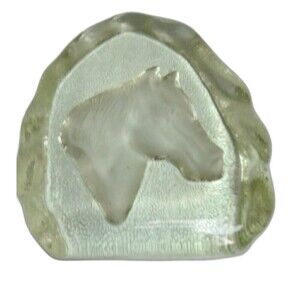 Glass Horse Head Paperweight Desk Decor Office Decor Equestrian‎ Gift